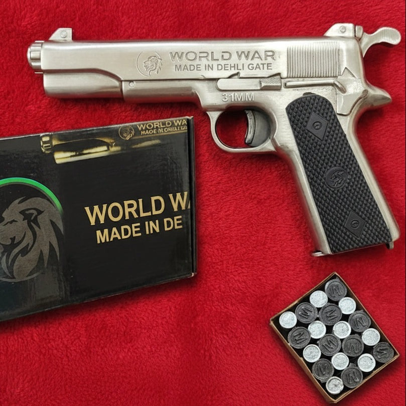 WORLD WAR 90MM TOY GUN SILVER